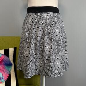 Prana Black White Geometric Mini A-Line Skirt